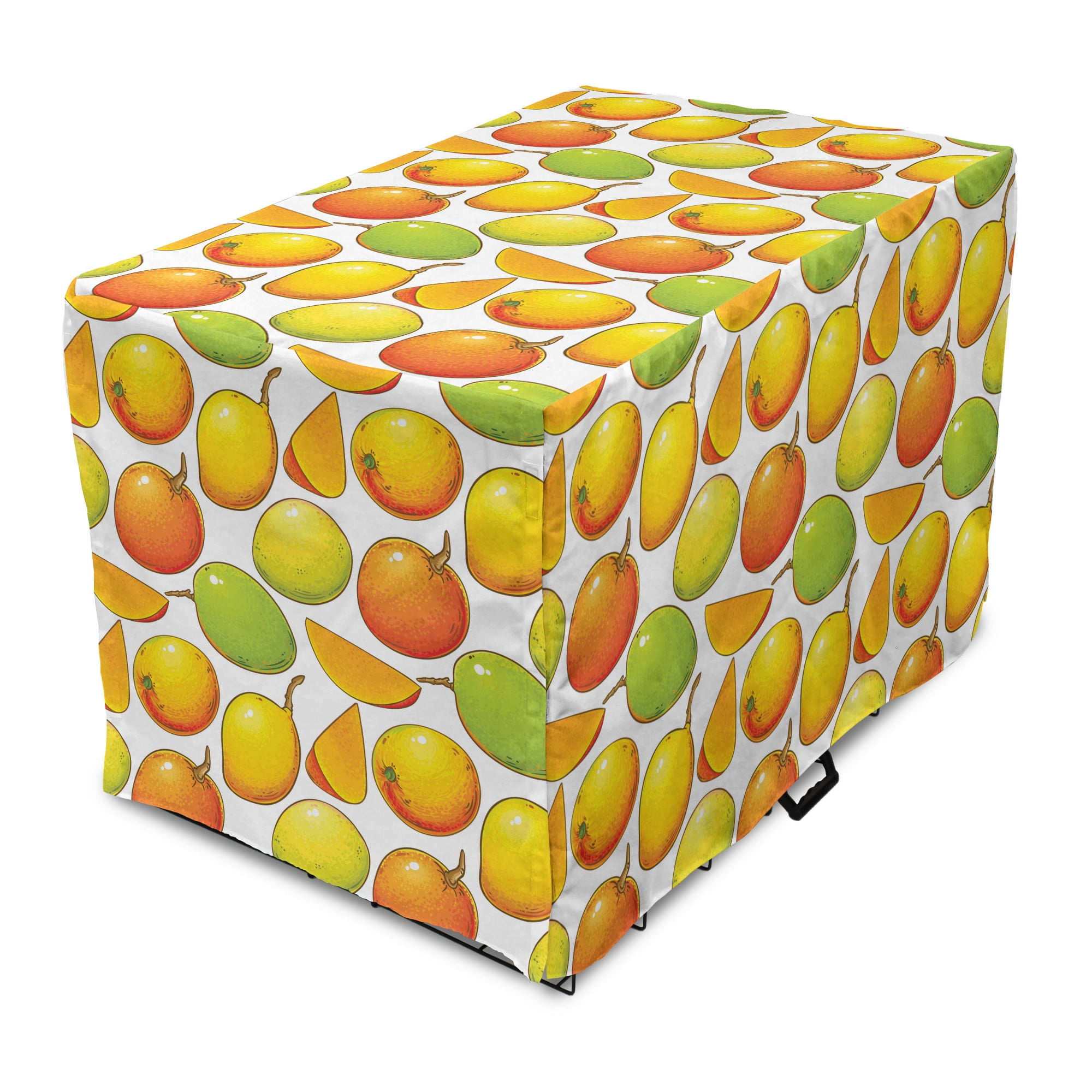 Mango Dog Crate Cover, Tropical Fruits Scattered Graphic Image on a