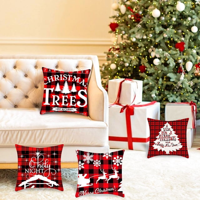 Jusqu'à 65 % de Réduction sur Housse de Coussin de Noël SMihono, Forme Flocon de Neige, Forme Père Noël Élan, Rouge Classique de Noël
