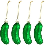 Ornativity Christmas Pickle Tree Ornament Traditional Glass Blown Green Hanging Ornament 4 Pack