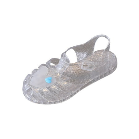 

JINMGG Clearance Items Toddler Shoes Baby Girls Cute Crown Jelly Colors Hollow Out Non-slip Soft Sole Beach Roman Sandals