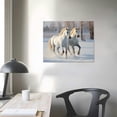 thumbnail image 3 of Nawypu  Canvas Print Wall Art Duo of White Stallion in Snowy Winter Forest Field Animals Wildlife Photography Realism Rustic Scenic Nature Chic Colorful for Living Room, Bedroom,20x16 inch, 3 of 4