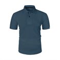 thumbnail image 1 of Blusa y camisa de manga corta con cuello vuelto para hombre, blusa de manga corta de seda helada con solapa y botones para hombre, 1 of 4