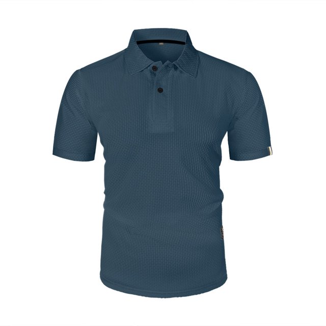 Blusa y camisa de manga corta con cuello vuelto para hombre, blusa de manga corta de seda helada con solapa y botones para hombre