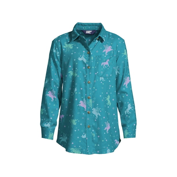 Lands' End Girls Tie Front Flannel Shirt