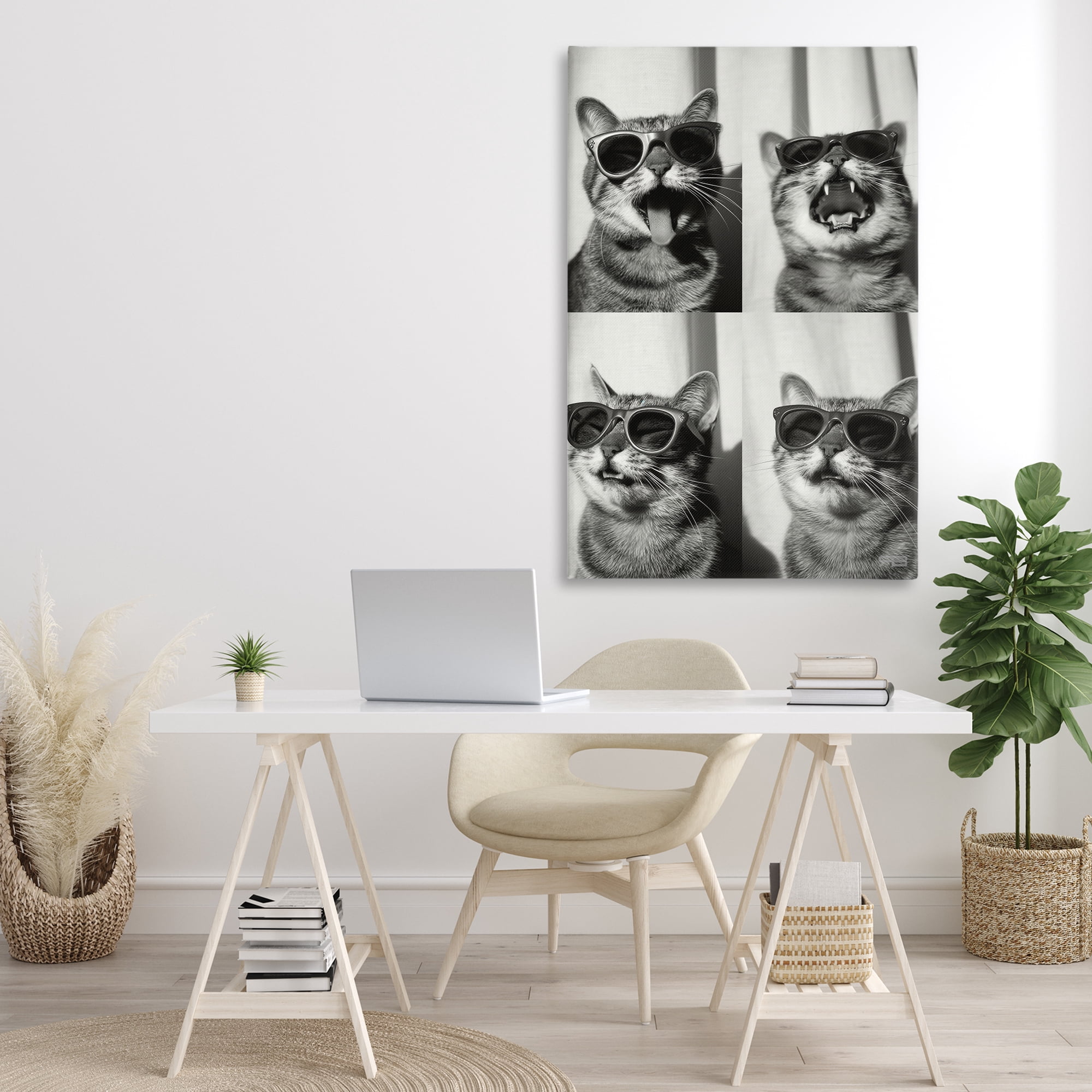 Stupell Industries Photobooth Style Cat Novelty Painting Gallery Wrapped Canvas Art Print Wall Art, 30 x 45
