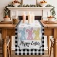 thumbnail image 2 of Table Runner 72 Inches Long for Kitchen Dining, Happy Easter Dresser Scarf Farmhouse, Dining Table Decorations for Wedding/Parties, Spring Watercolor Rabbits Black White Plaid 18 x 72 In, 2 of 8