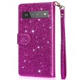 thumbnail image 3 of Case for FOXDOCK Google Pixel 6a Glitter Zipper Wallet Case with Short Hand Strap, 3 of 4