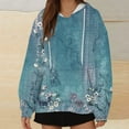 thumbnail image 2 of WREESH Women's Oversized Long Sleeve Hoodie Vintage Floral Printed Pullover Sweatshirt for Casual Wear Blue, 2 of 5