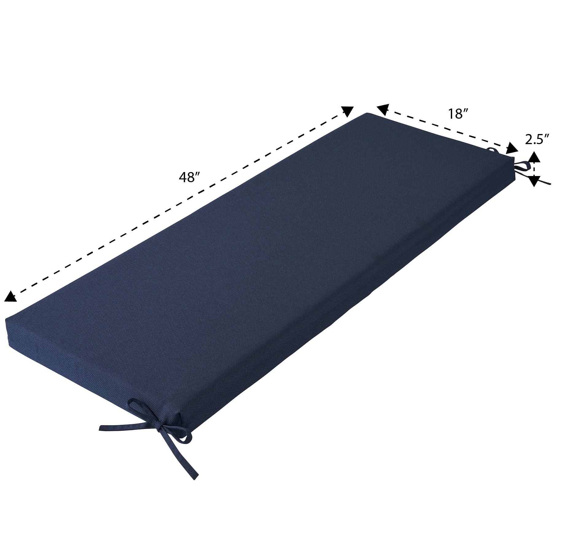 Better Homes & Gardens 48" x 18" Premium Outdoor Bench Seat Cushion, 1-Piece, Navy