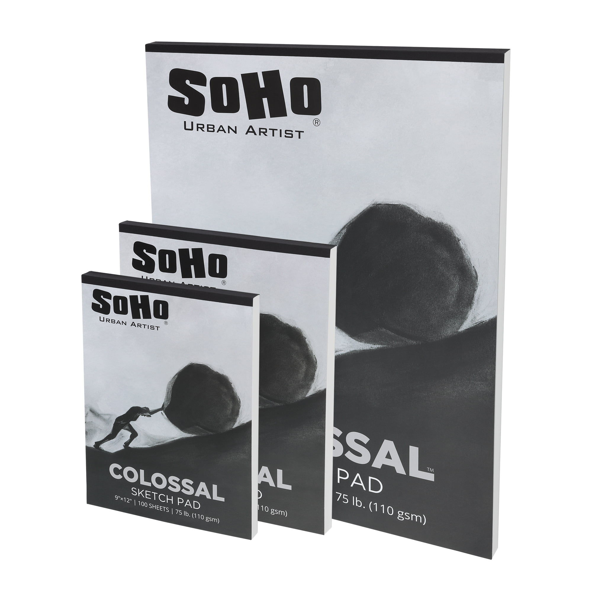 SoHo Urban Artist Colossal Sketch Pads 9x12" - Tape Bound Sketchbook for Artists, Dry Media, Graphite, Students, & More! - Single (100 Sheets)
