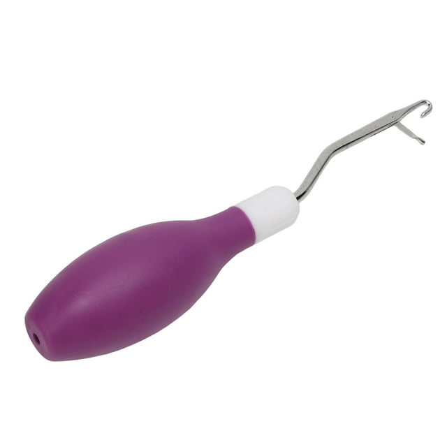 Latch Hook Oval Shape Rubber Handle Portable Crochet Needle for Rug Fabric Crafts