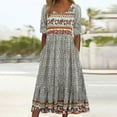 thumbnail image 2 of Ruyang Summer Dress Women Casual Boho Long Dress Short Sleeve Round Neck Dress Dress Cute Dresses for Women With Pocket, 2 of 5