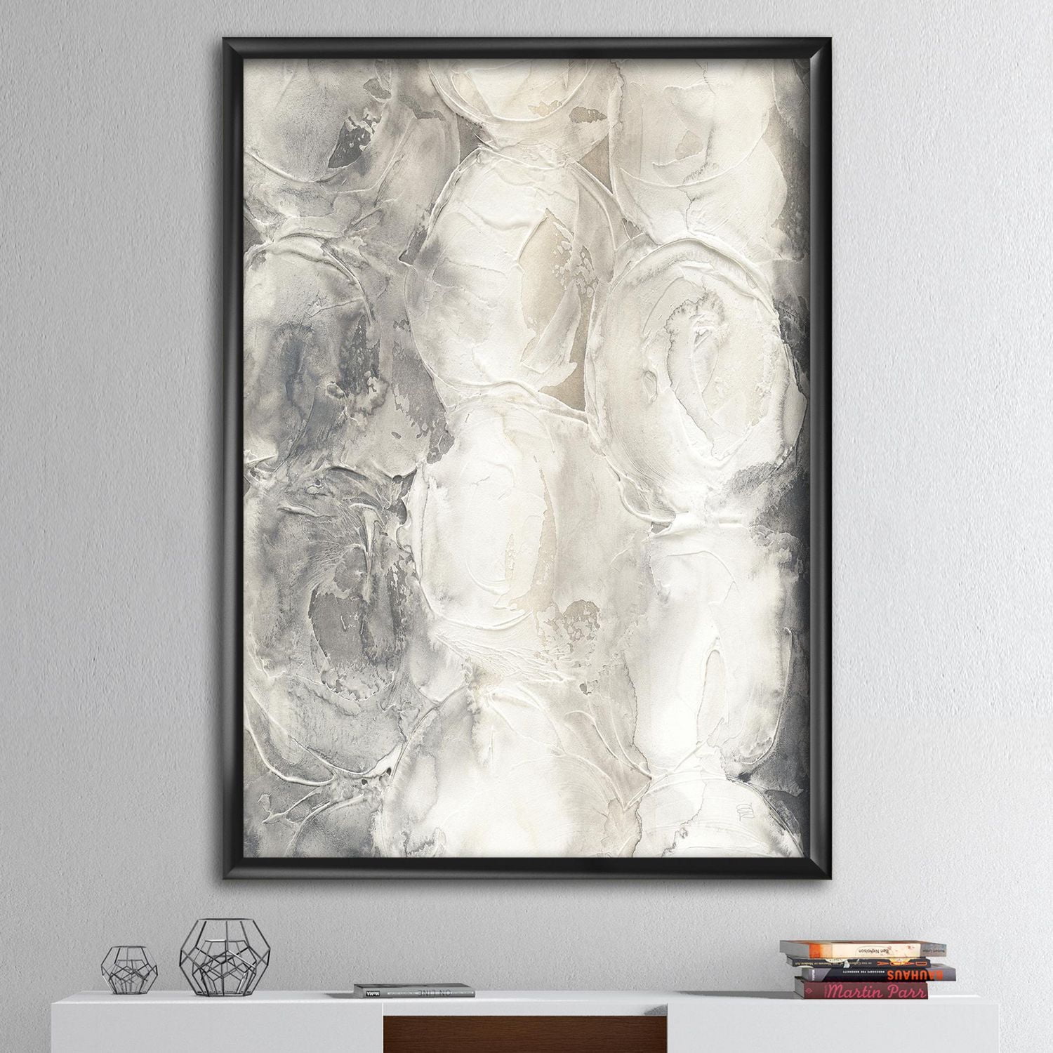 Designart Gray Circles I Framed Wall Art