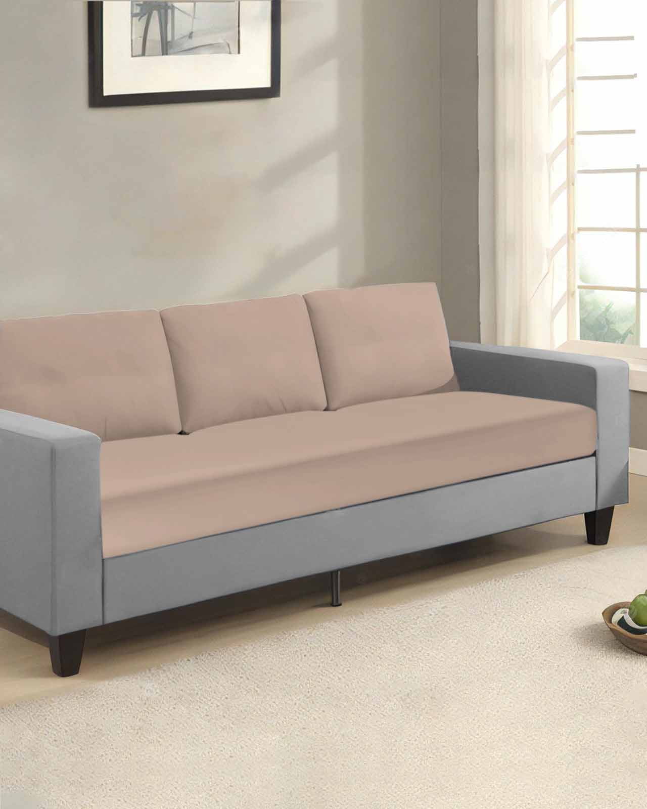 Warm Beige Couch Cushion Covers Stretch, Washable Sofa Seat Covers Individual Seat Cushion Sofa Slipcovers Solid Color Farmhouse Beige Couch Cover Furniture Protector S-1PCS