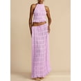 thumbnail image 4 of Women'S Backless Halter Neck Dress with Drawstring Chiffon Ruched Midi Skirt Two Piece Set S, 4 of 8