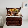 thumbnail image 4 of Highland Cow Comforter Set Sunflower Toddler Bedding Sets for Girls,Patchwork Cow Print Cowhide Quilt Geometry Aztec Duvet Insert Western Decor for Home, 4 of 5