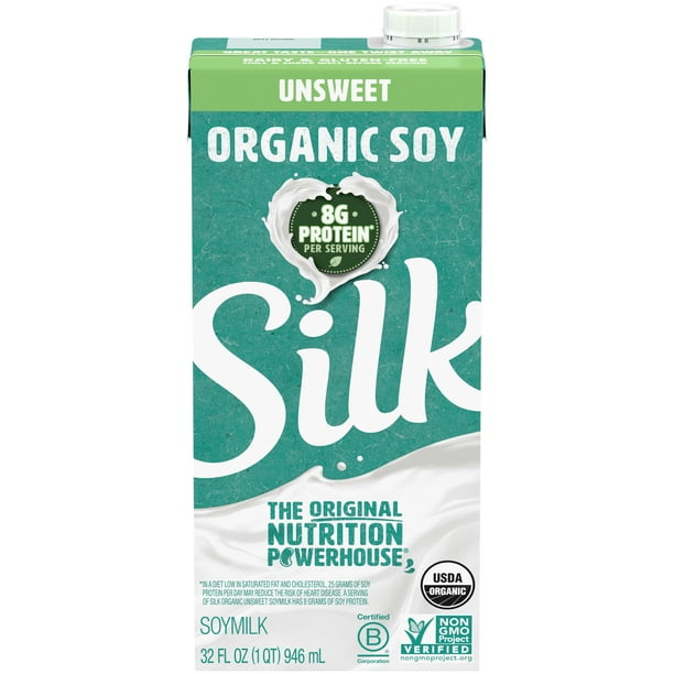 Silk Organic ShelfStable Unsweetened Soy Milk, 1 Quart