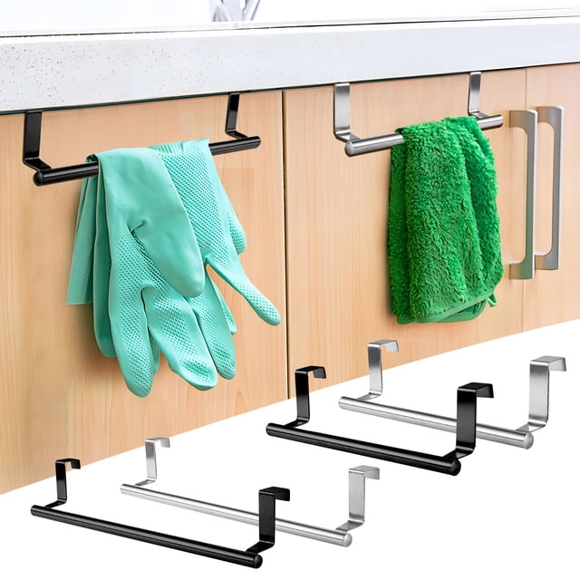 Vaidha Stainless Steel Single Pole Double-layer Towel Rack Kitchen And Bathroom Non Perforated Towel Rack Cabinet Door Back Hanging Rack