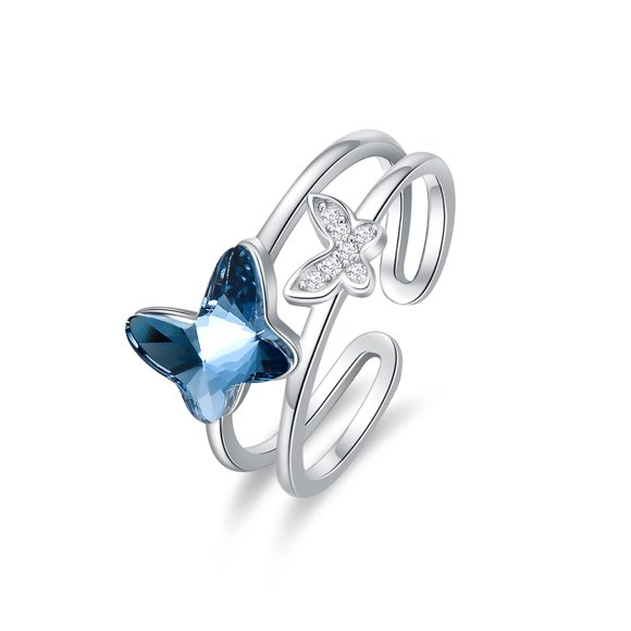 PEIMKO Christmas Gift Sterling Silver Rings Butterfly Gifts for Women Teen Girls