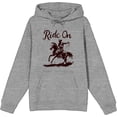 thumbnail image 4 of Cowboy "Ride On" Adult Heather Gray Long Sleeve Hoodie-Small, 4 of 6