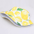 thumbnail image 4 of Sombreros de cubo con Estampado de cereza y piña de limón, gorras de Panamá para el sol para mujeres, hombres, niñas, pesca en la playa, algodón, frutas, sombrero de pescador, 4 of 5