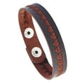 thumbnail image 2 of SmartBy Embroidery Heart Faux Leather Snap Button Unisex Couple Bracelet Bangle Jewelry, 2 of 7