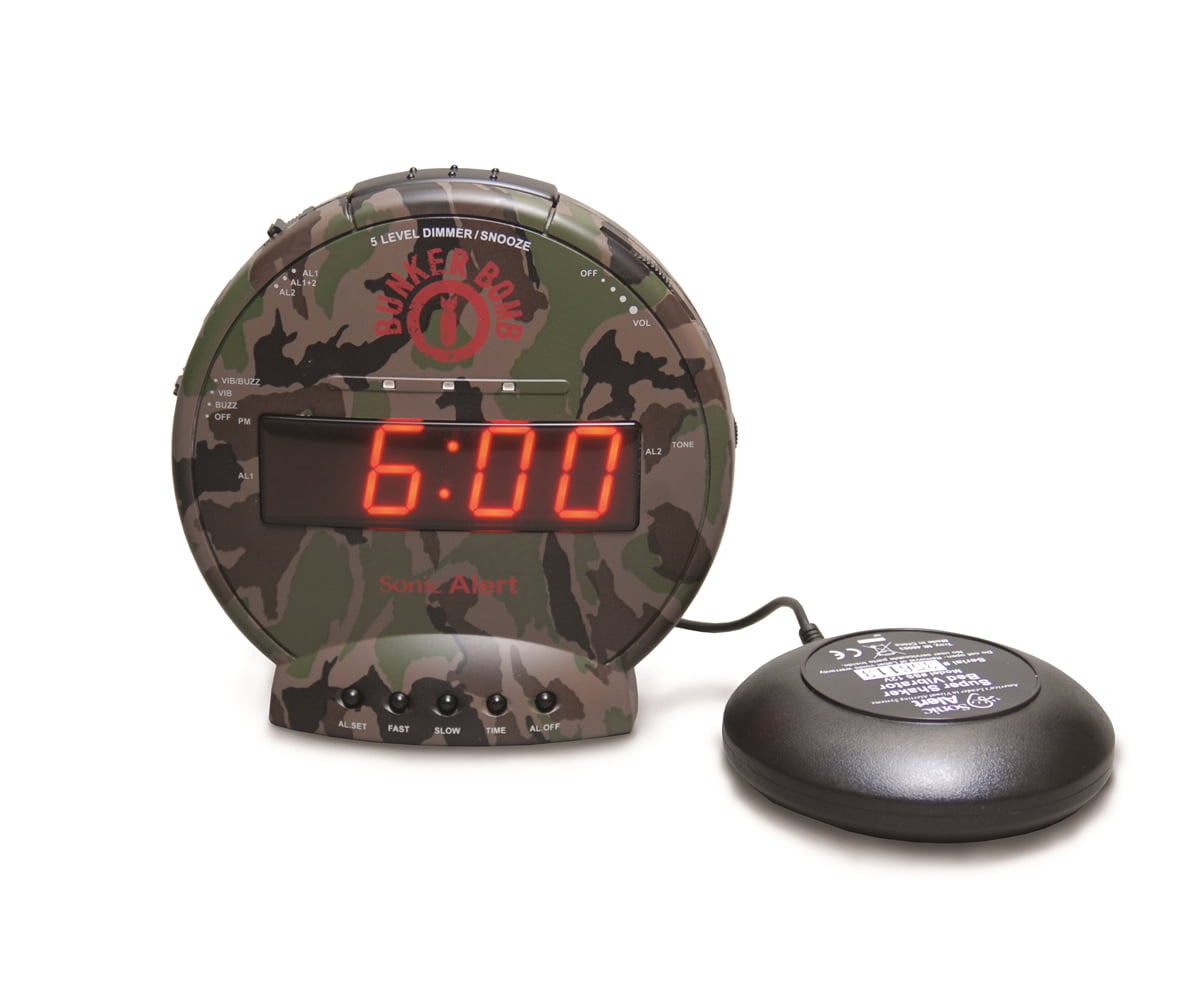 Red SBB500SSR Sonic Bomb Loud Dual Alarm Clock with Vibrating Bed Shaker 