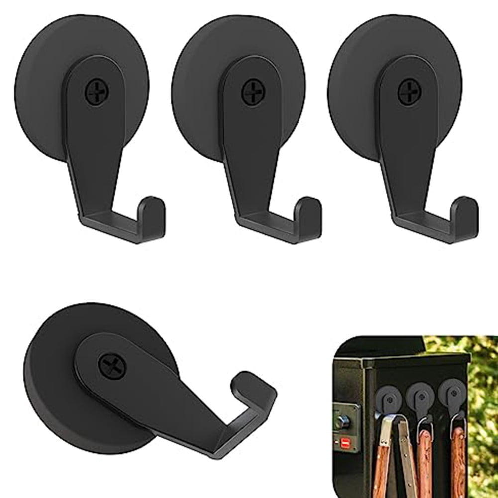 Barbecue Accessories Hook Garden 4 Pack Black For Hanging Grill Tools Grill Hooks Magnetic Non-Slip Rubber Pad