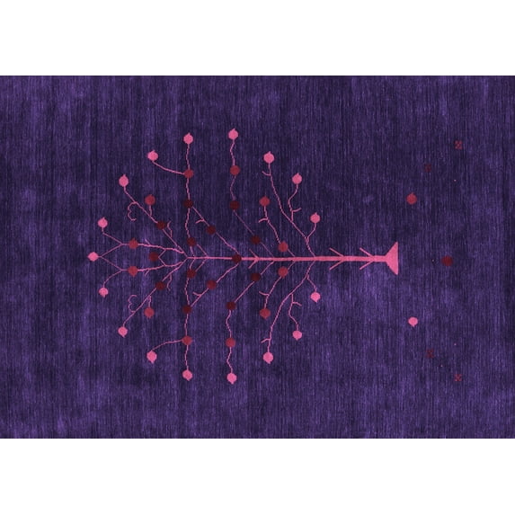 Ahgly Company Indoor Rectangle Abstract Purple Contemporary Area Rugs, 5' x 8'