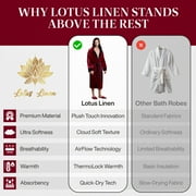Lotus Linen Plush Hooded Robe for Men - Soft Fleece Bathrobe, Burgundy Black M/L