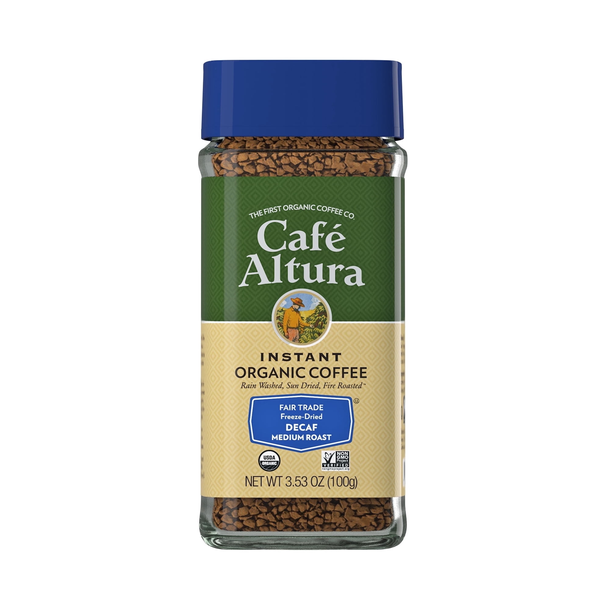 Cafe Altura Decaf Medium Roast Freeze Dried Instant Coffee, Organic, Non-GMO, 3.53 oz Jar