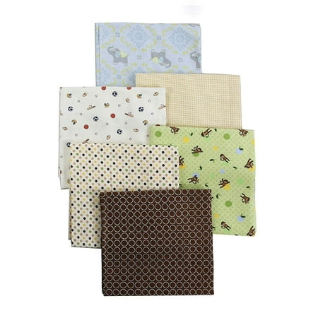 UPC: 0737107941911 | Cozy Line 6-Pack Brown Green Monkey Elephant Sports Dot Baby Boy Cotton Flannel Receiving Blankets