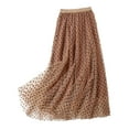 thumbnail image 7 of Aueoeo Women Tulles Skirt Elastic High Waist Layered Skirt Polka Dots Print Fsahion Mesh A-Line Midi Skirt Khaki XL, 7 of 7