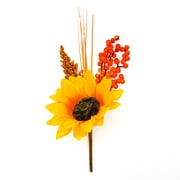Way to Celebrate Harvest Yellow Fabric Sunflower Pick 9"