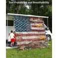 thumbnail image 3 of 4th of July RV Awning Sun Shade Screen 9'X7' Retro American Flag Mesh Sunscreen Rustic Red Brick Wall Awning Shade Screen with Zipper UV Blocker Completed Kits Outdoor Canopy for RV Motorhome Camper, 3 of 7