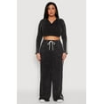 thumbnail image 2 of Womens Plus Size Daisy Mineral Wash Varsity Stripe Crop Top, 2 of 5