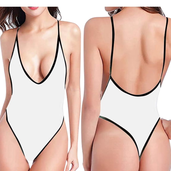 QUNYINEY Onepiece Swimsuit Women Tummy Control White Slimming Swimwear High Waisted Backless V Neck Swimwear