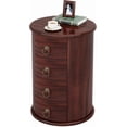 thumbnail image 4 of Tribesigns Solid Wood End Table, Round Side Table with 4 Drawers, Vintage Bedside Table Nightstand for Small Spaces, Living Room, Bedroom, No Assembly Required (1), 4 of 5