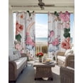 thumbnail image 3 of Elephants Black Out Curtains 63 Inch Long, Room Darkening Draperies Curtains Panels, Pink Elegant Spring Floral Botanical Thermal Insulated Curtain for Bedroom Living Room 52"x63" 2 Panels, 3 of 8