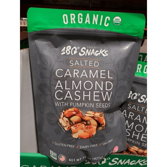 Organic 180 Snacks Salted Caramel Almond Cashews With Pumpkin Seeds 15 Ounce