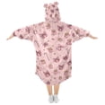thumbnail image 2 of Wearable Blanket Hoodie for Pink Cute Bow Flannel Hooded Blanket with Pockets and Sleeves Suitable, 2 of 7