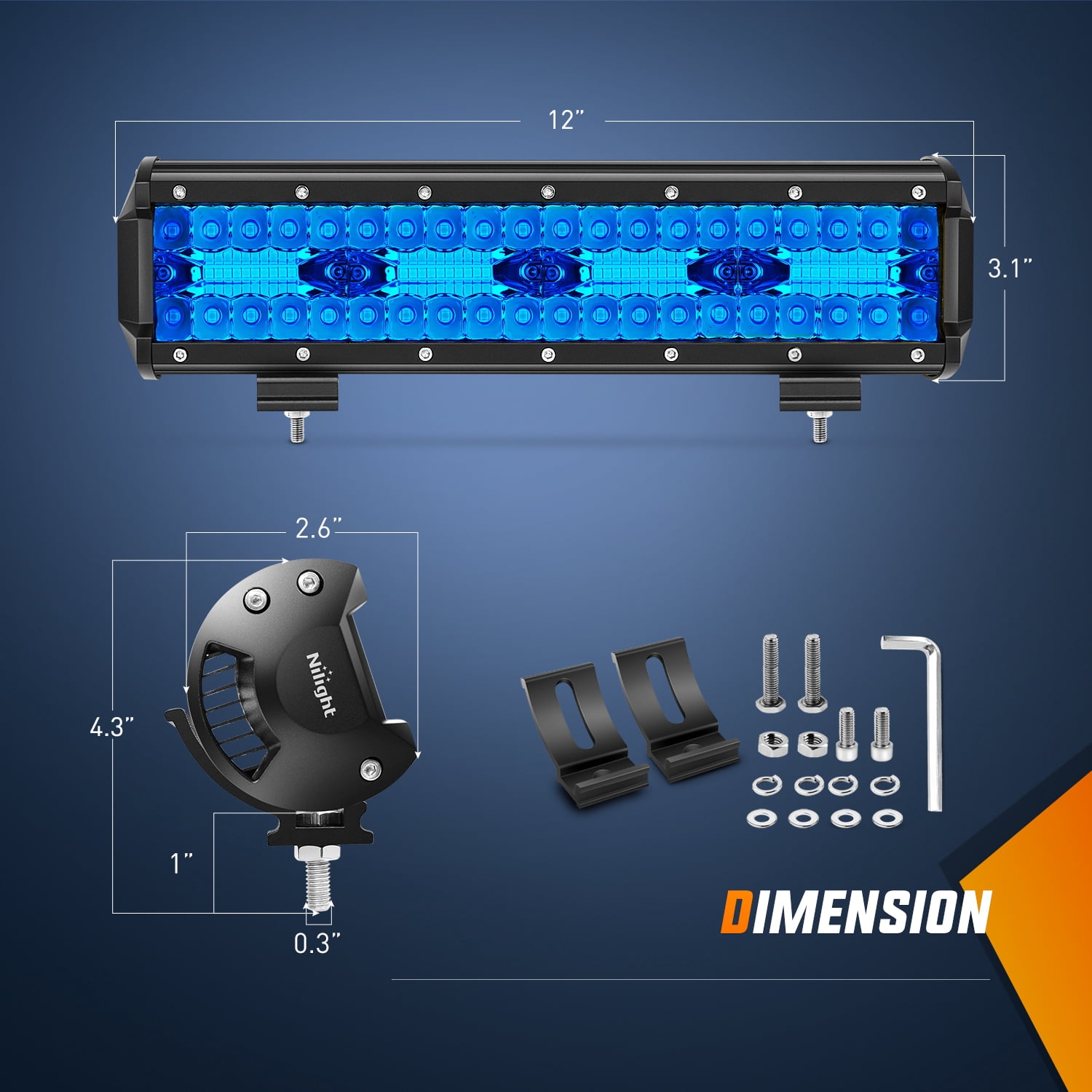 Nilight 12Inch LED Light Bar Blue Triple Row 240W Spot & Flood Combo 30000LM Driving Boat Led Off Road Lights Fishing Hunting Emergency Safety Lights for UTV Pick-up Van Tractor