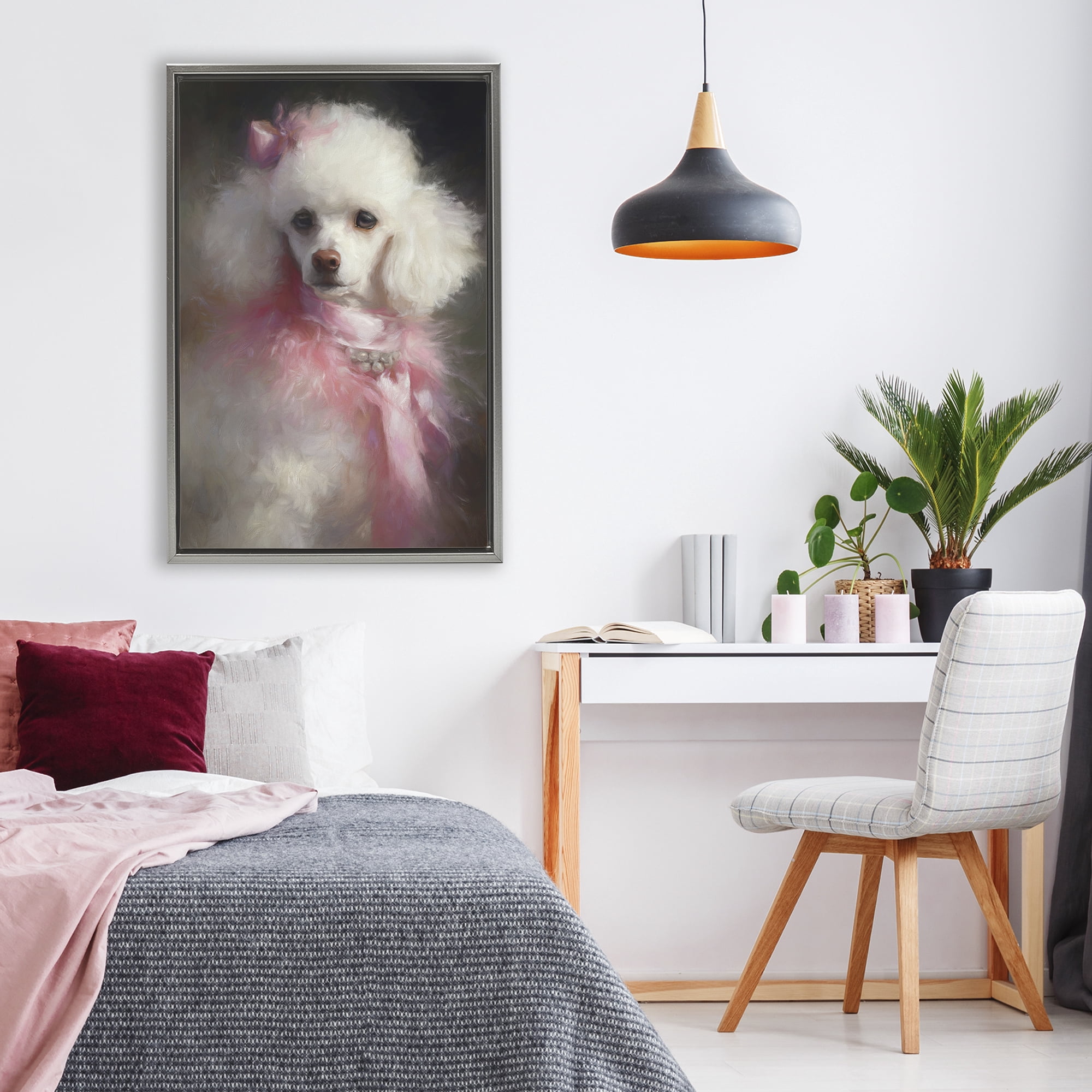 Stupell Industries Just A Girl Who Loves Pink Gray Framed Floater Canvas Wall Art, design by Tina LeCour