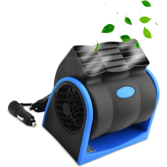 12V Car Dash Fan, No Leaf Quiet Cooling, Powerful RV Ventilation, Squirrel Cage, 2 Speed Electric Fan with Cigarette Lighter Plug for Auto SUV Vehicle Van