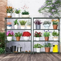 Plant Greenhouse Shelves 4 Tier 2 Pack Extra-Wide Stable Green House Shelving for Outdoor, 31x18x42 Inch Portable Rustproof Metal Shelf Plant Stand Rack Greenhouse Accessories