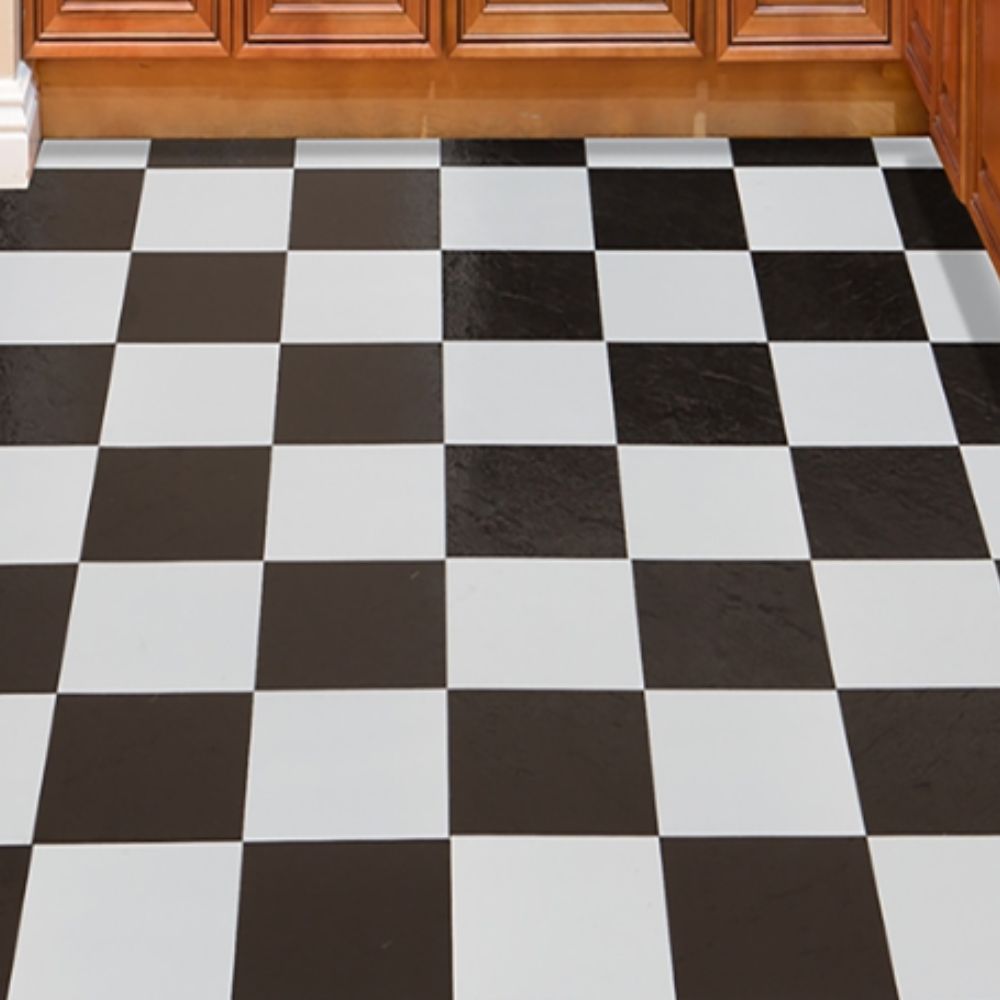 Ergode Tivoli Black & White 12x12 Self Adhesive Vinyl Floor Tile - 45 Tiles/45 sq. Ft