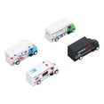 thumbnail image 1 of Juego de juguetes de coches, 4 piezas, modelo de coche con retroceso, modelo de camión, juego de juguetes, juego de modelo de ambulancia, tecnología innovadora, 1 of 9