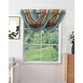 thumbnail image 2 of Texas Star Rustic Waterfall Valances for Windows, Western Teal Brown Ombre Wooden Vintage Sheer Valance Curtains, Rod Pocket Elegant Swag Valances for Living Room Bedroom, 47.2"x38.5", 3 Panel, 2 of 8