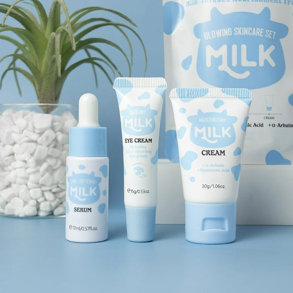 FSTDelivery Milk Skin Care Set, Milk Skin Care For Teens 10-12, 3 IN 1 Kids Skin Care Set For Girls Ages 8-12, Moisturizing & Gentle Milk Girls Skin Care For Kids Age 8-12, Skincare For Girls 10-12