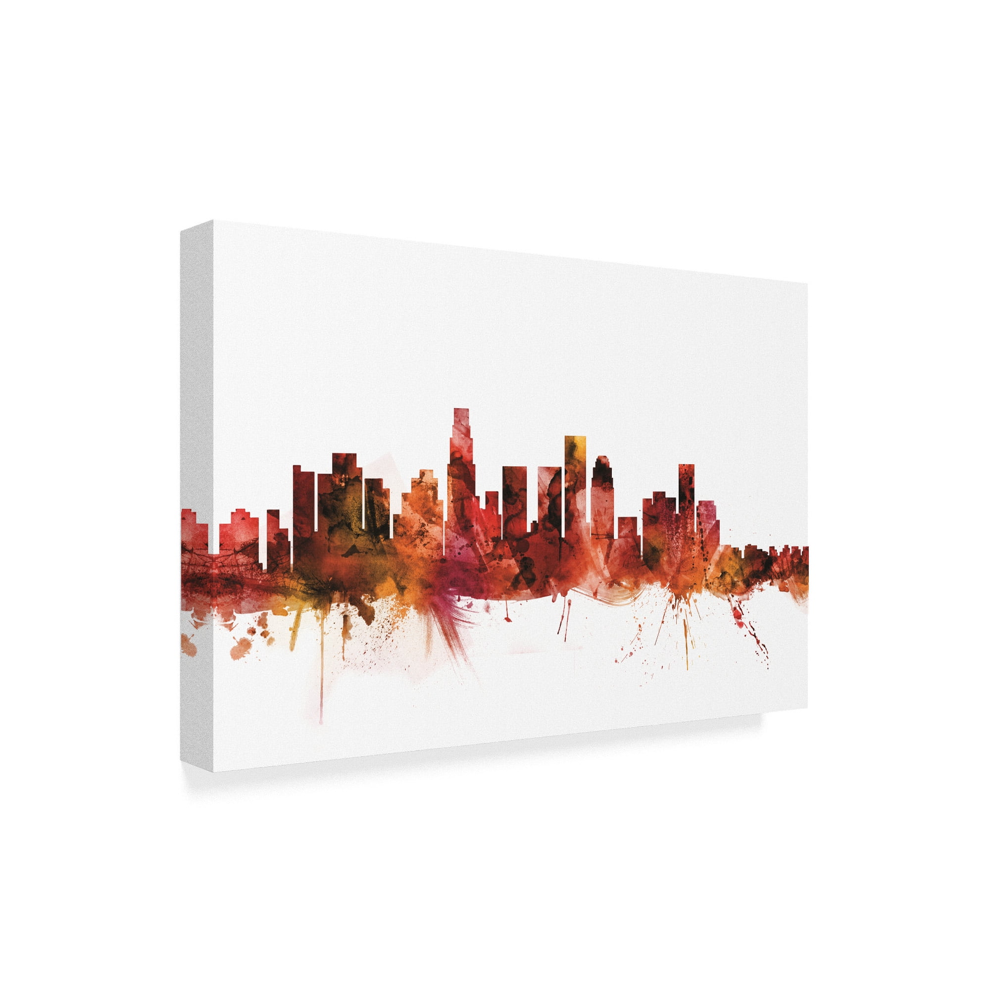 Trademark Fine Art 'Los Angeles California Skyline Red' Canvas Art by Michael Tompsett